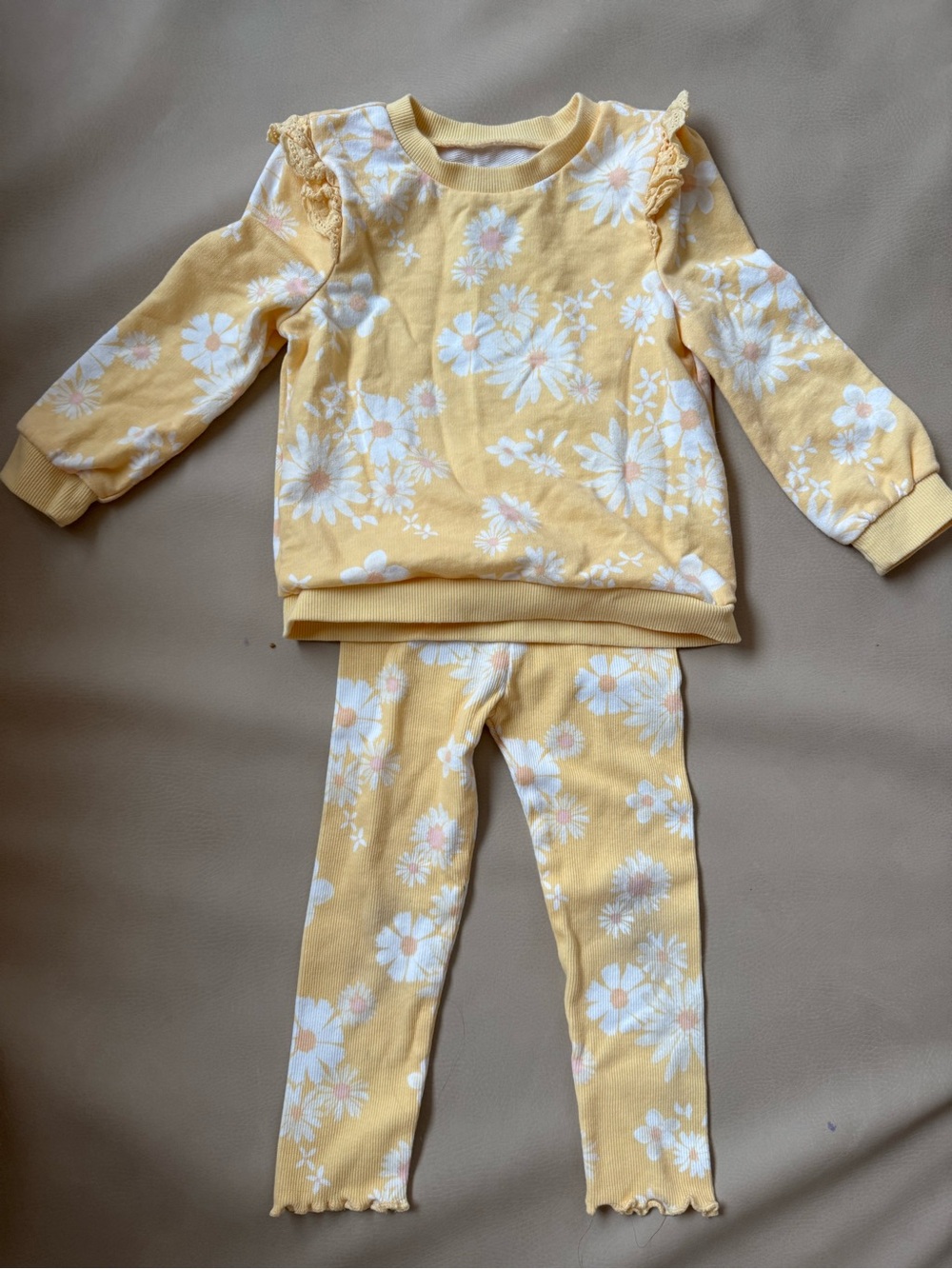 Toddler Yellow Daisy Floral Set with Ruffle Shoulders